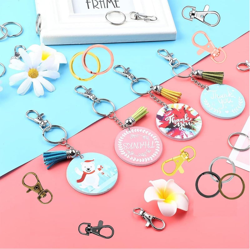 Segauin 100 Pcs Keychain Hooks with Key Rings, Keychain Clip Hooks with Rings for Lanyard Jewelry Making DIY Crafts Silver(50 Pcs Metal Lobster Claw Clasps + 50 Pcs Flat Key Rings) - Image 5